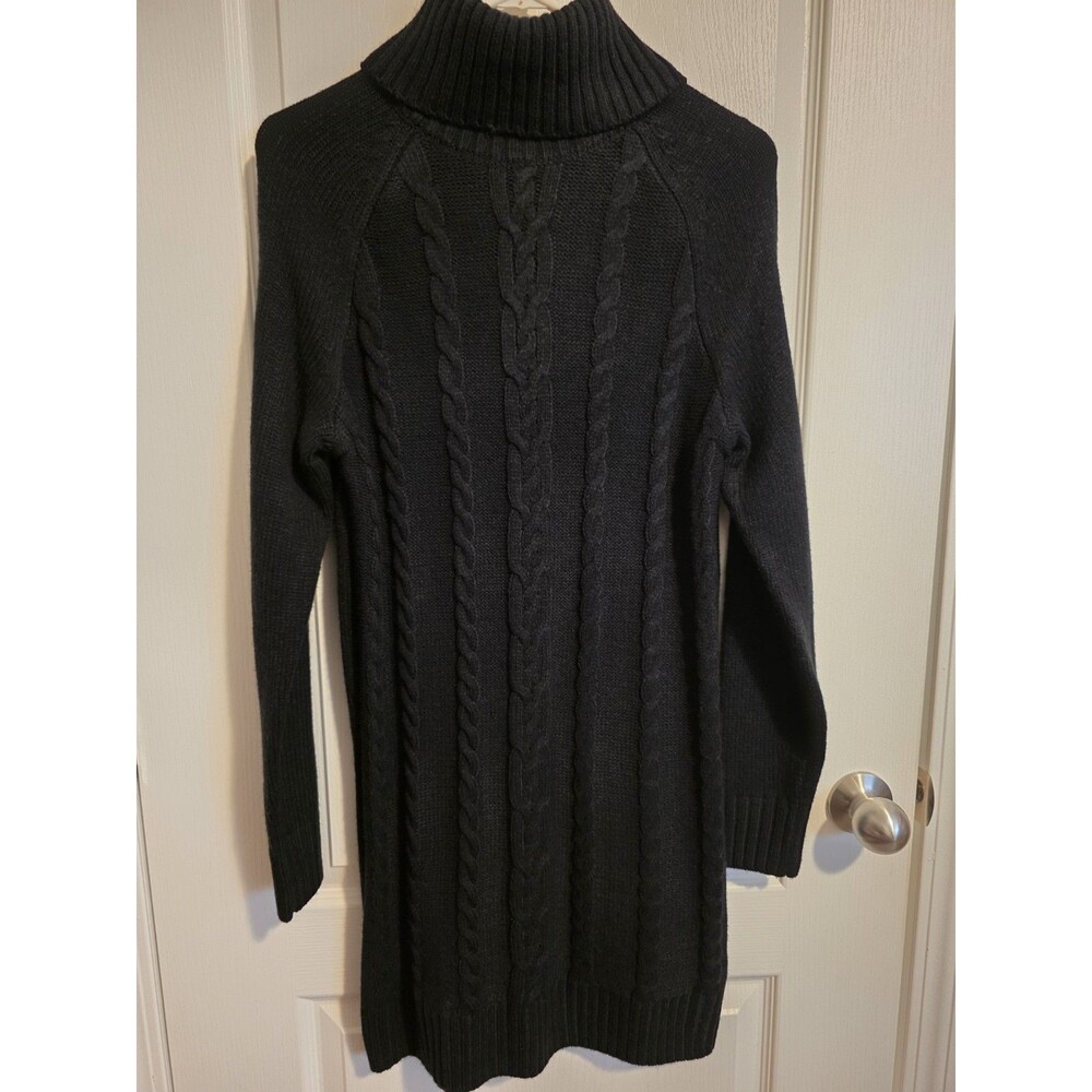 Copper Key Black cable-knit turtleneck sweater dress 34in lgth, sz Small. (258)